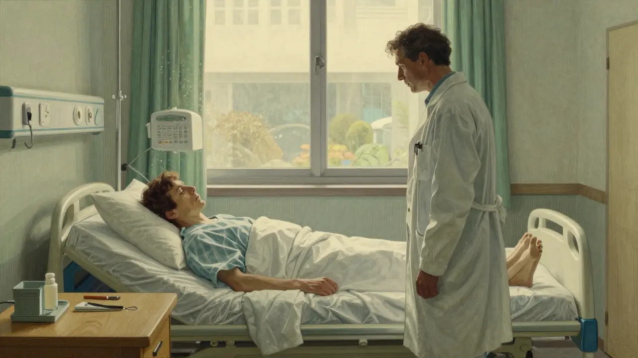 Doctor watching over a recovering patient in a sunlit hospital